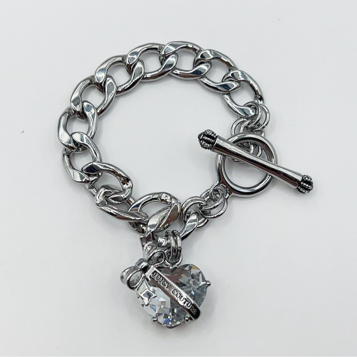 Juicy Couture clear heart locket charm bracelet 16cm