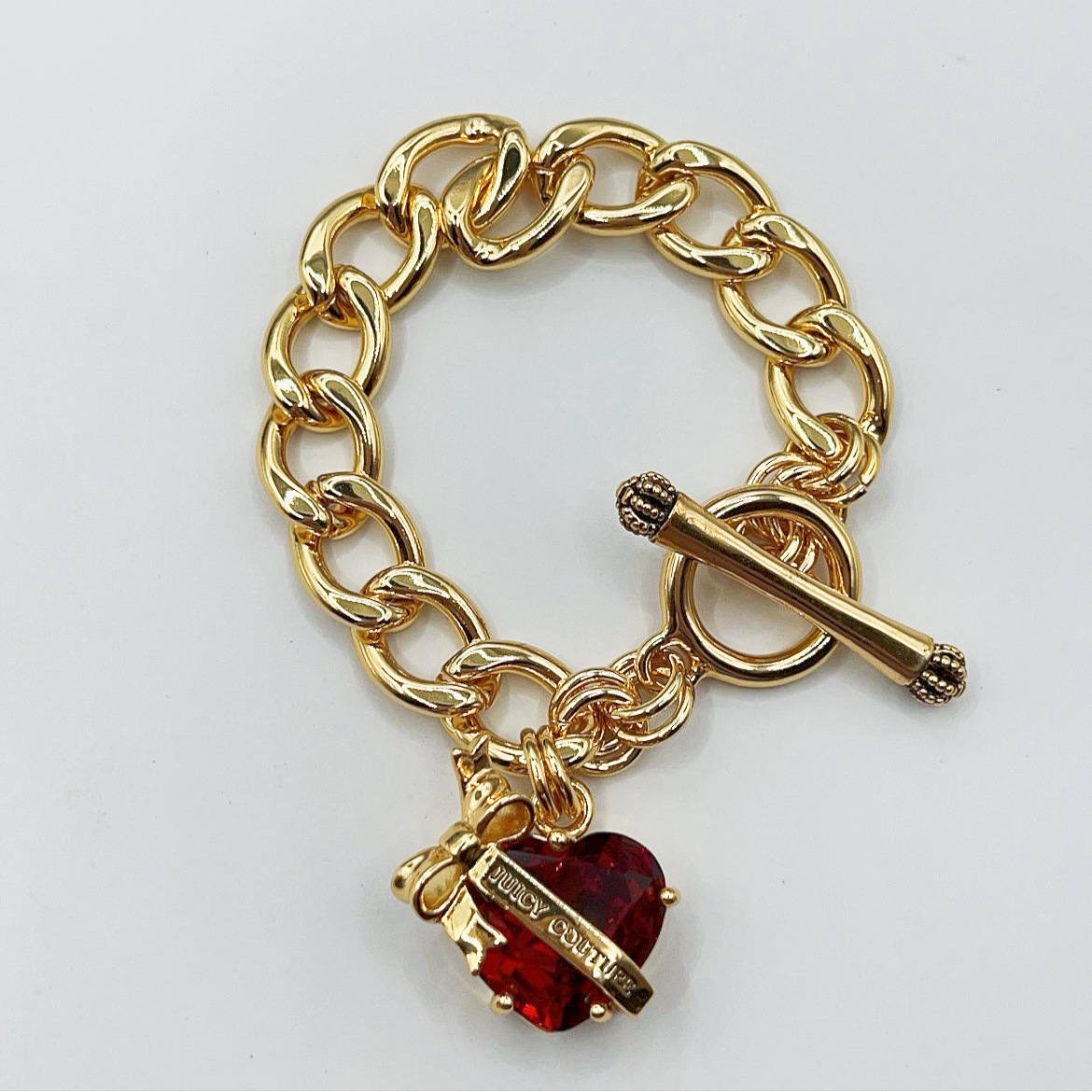 Juicy Couture red heart locket charm bracelet 16cm