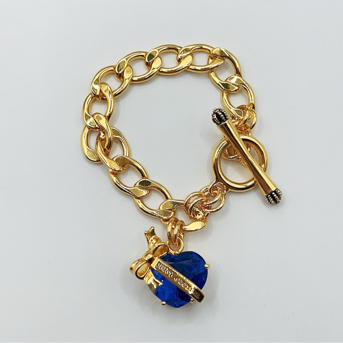 Juicy Couture blue heart locket charm bracelet 16cm