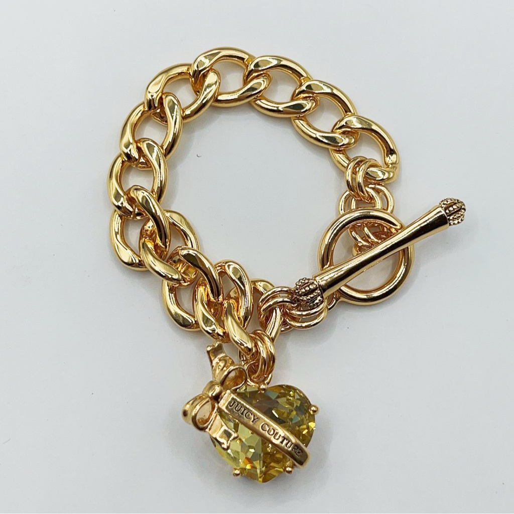 Juicy Couture yellow heart locket charm bracelet 16cm