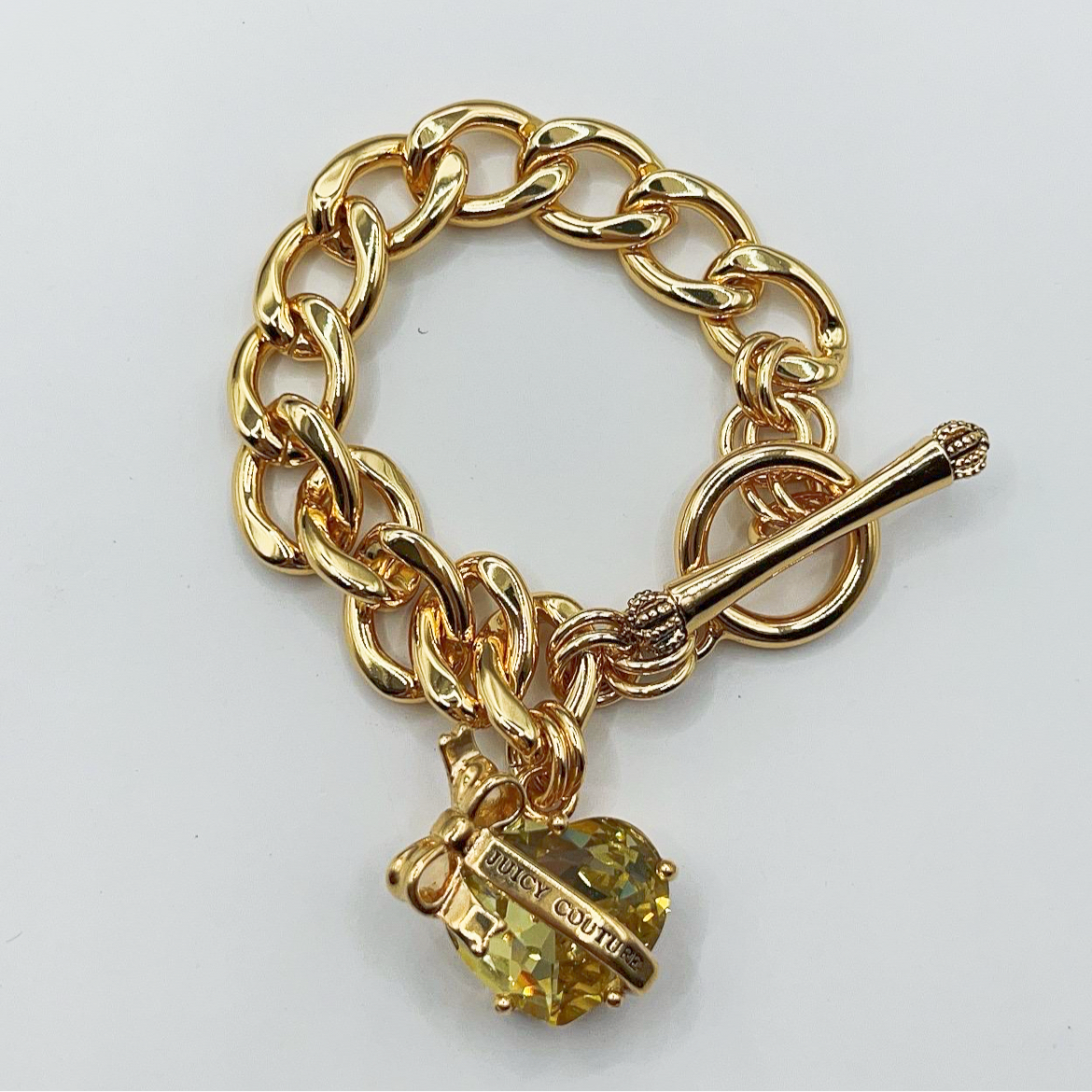 Juicy Couture yellow heart locket charm bracelet 16cm