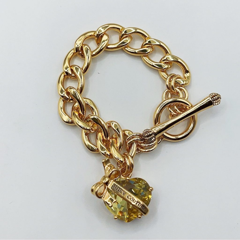 Juicy Couture yellow heart locket charm bracelet 16cm