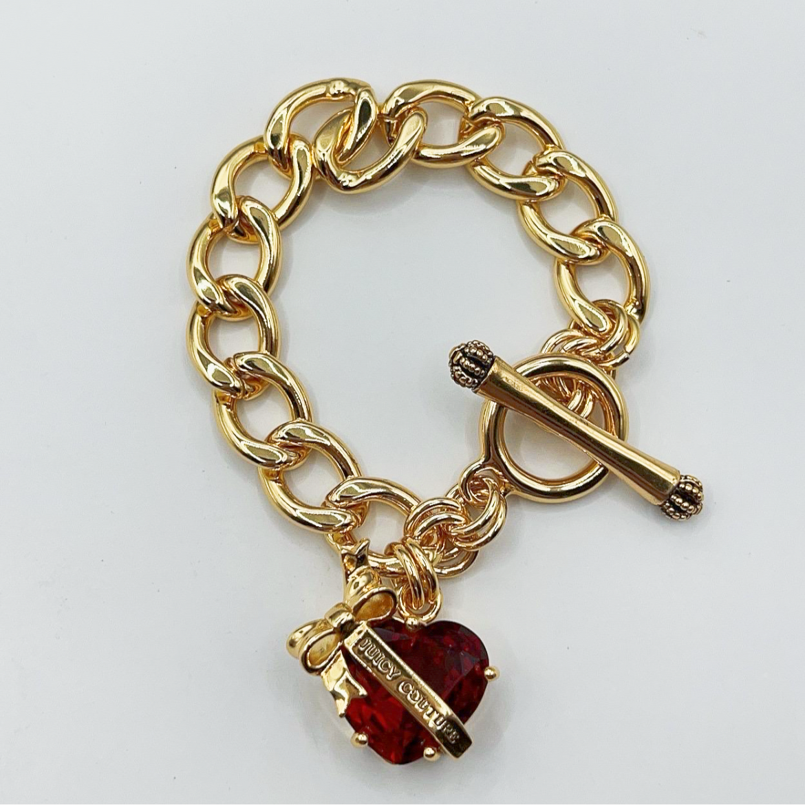 Juicy Couture red heart locket charm bracelet 16cm