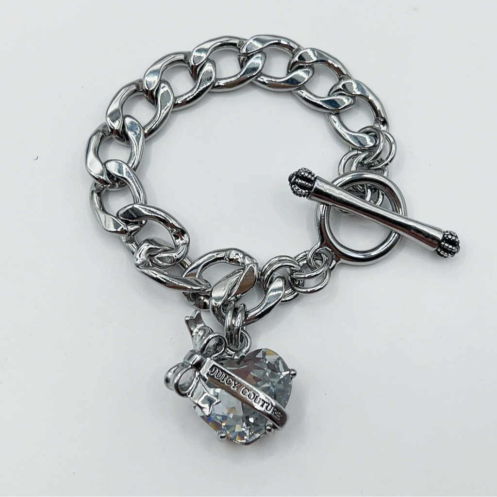 Juicy Couture clear heart locket charm bracelet 16cm