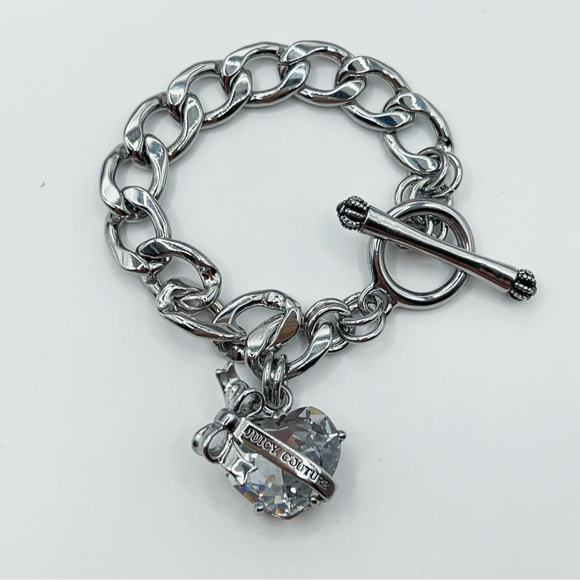 Juicy Couture clear heart locket charm bracelet 16cm