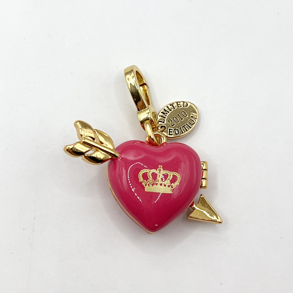 B08-Juicy Couture pink heart locket with arrow charm